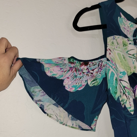 Anthropologie Maeve "Elia" Floral Open Shoulder Midi Dress Size 8 - Picture 7 of 13